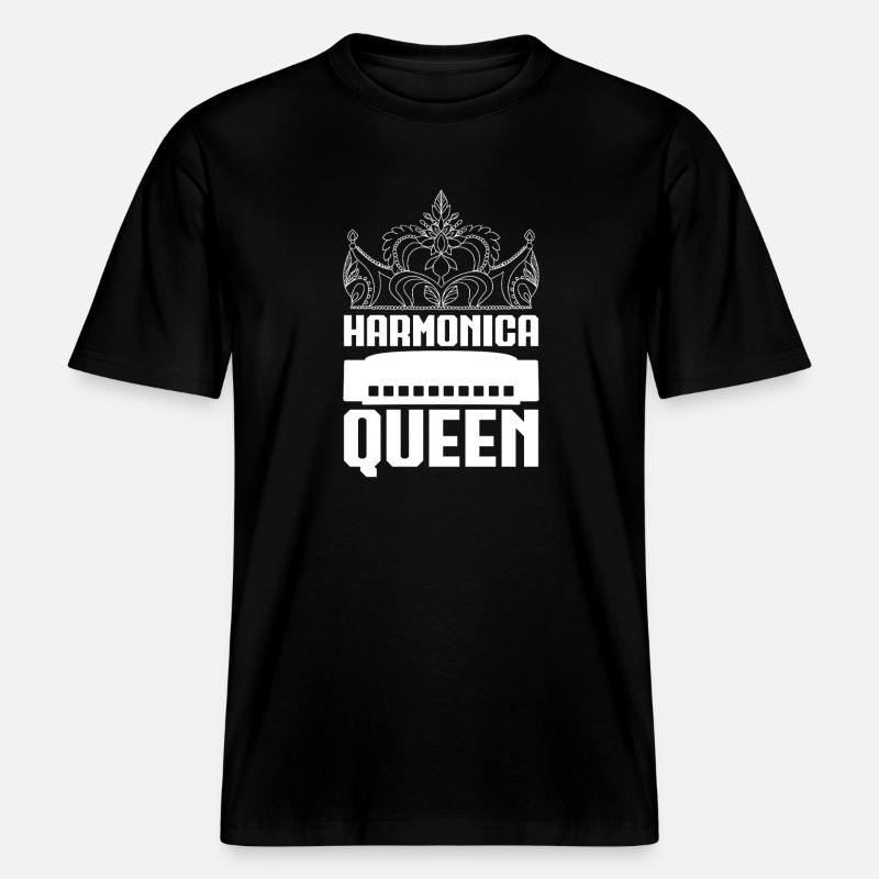 Harmonica Musican Queen Harmonica -  T-shirt unisexe RELAXED FIT en coton bio - noir