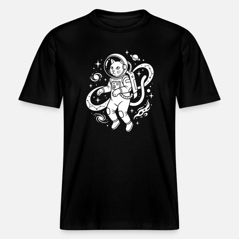 Kitty exploratrice spatiale -  T-shirt unisexe RELAXED FIT en coton bio - noir