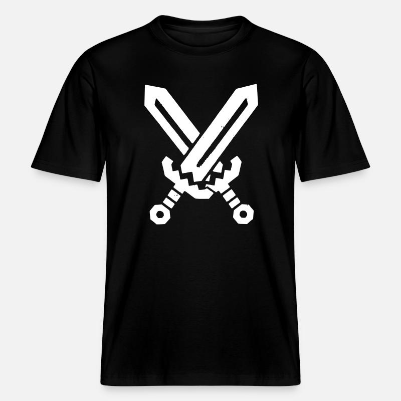 Pixel Swords Rétro 8 Bits - T-shirt unisexe RELAXED FIT en coton bio - noir
