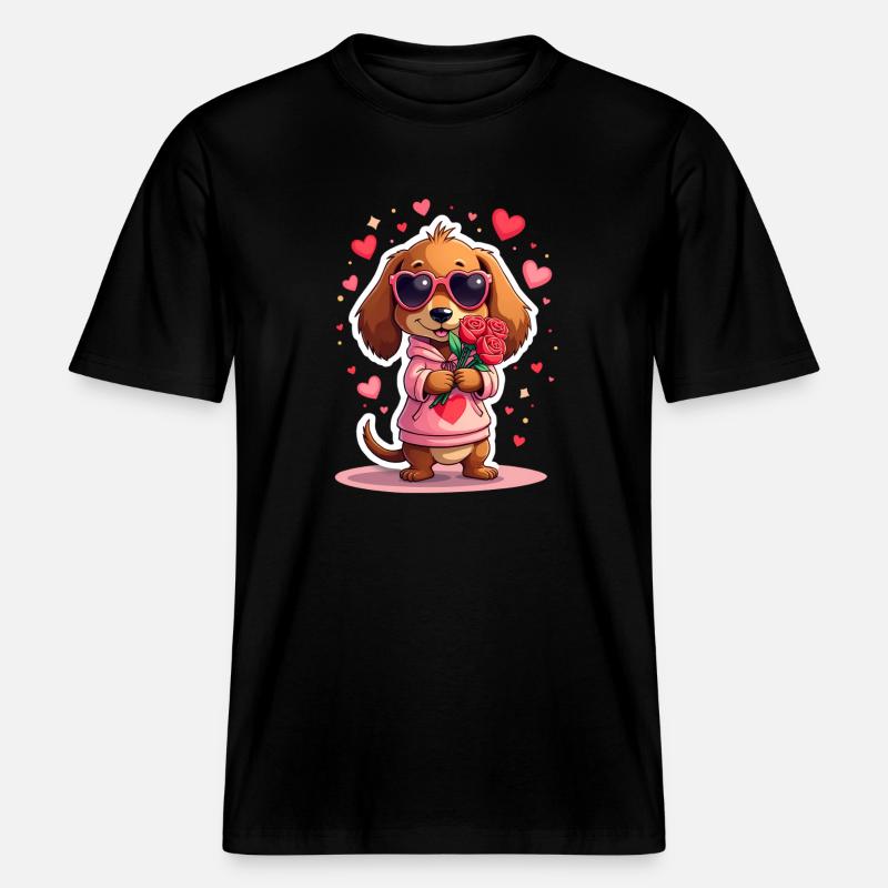Dackel teckel teckel tekel -  T-shirt unisexe RELAXED FIT en coton bio - noir