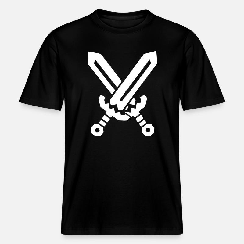 Pixel Swords RPG 8 bits -  T-shirt unisexe RELAXED FIT en coton bio - noir