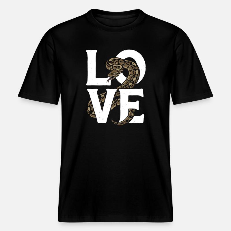 Königspython Schlangen LOVE Terrarium Python -  RELAXED FIT Unisex Organic T-Shirt - Schwarz