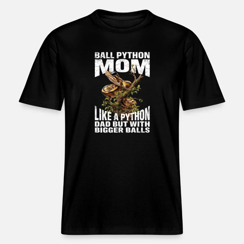 Königspython Mom Mama Schlangen Terrarium Python - RELAXED FIT Unisex Organic T-Shirt - Schwarz