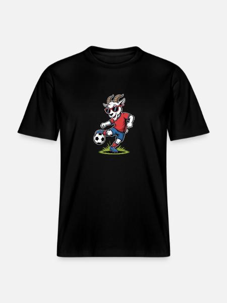 Coole Fußball Ziege mit Sonnenbrille - RELAXED FIT Unisex Organic T-Shirt - Schwarz