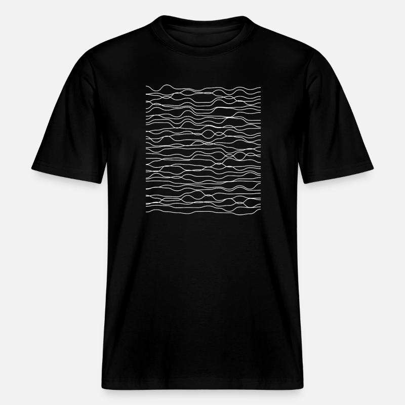 Wavy Line Echoes Pattern - RELAXED FIT Unisex Organic T-Shirt - black
