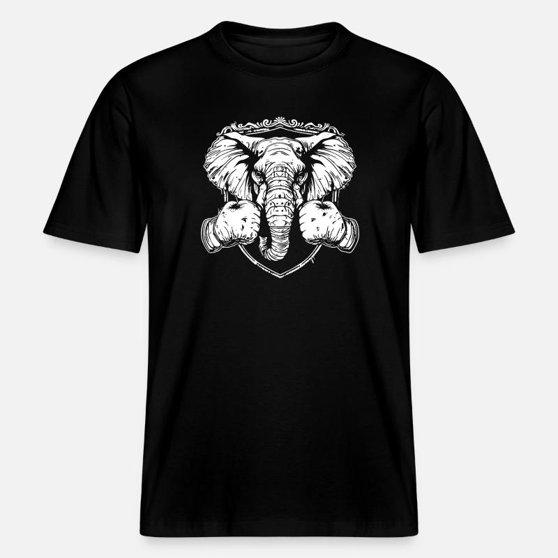 MMA de boxe sur éléphants -  T-shirt unisexe RELAXED FIT en coton bio - noir