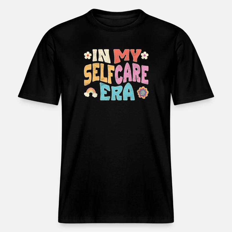 À mon époque de l’auto-soin -  T-shirt unisexe RELAXED FIT en coton bio - noir