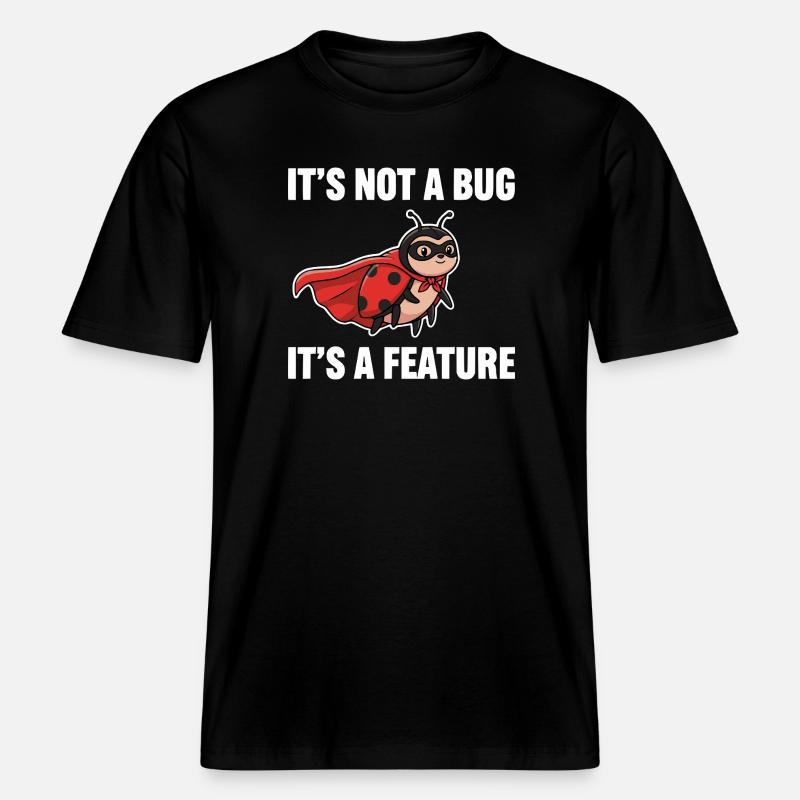 Kein Bug, nur Feature – Superheld Marienkäfer  -  RELAXED FIT Unisex Organic T-Shirt - Schwarz