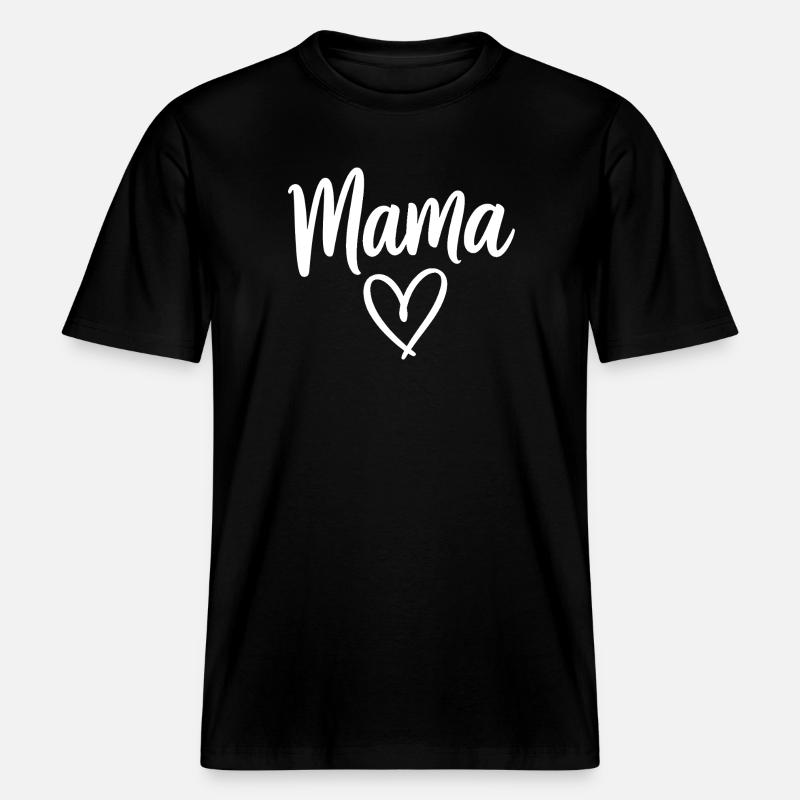 Mama Heart Script Logo -  T-shirt unisexe RELAXED FIT en coton bio - noir