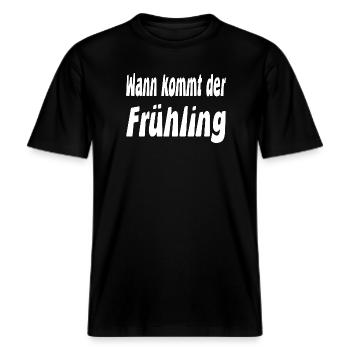 Frühling -  RELAXED FIT Unisex Organic T-Shirt - Schwarz - Vorne - Alina (178cm) & Michal (187cm)