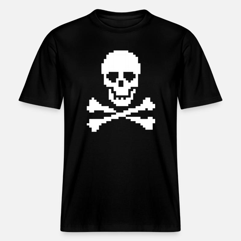 Os croisés du crâne pixel - T-shirt unisexe RELAXED FIT en coton bio - noir