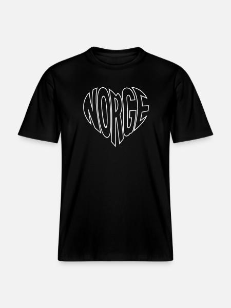 Norge Heart Lettering - RELAXED FIT Unisex Organic T-Shirt - black
