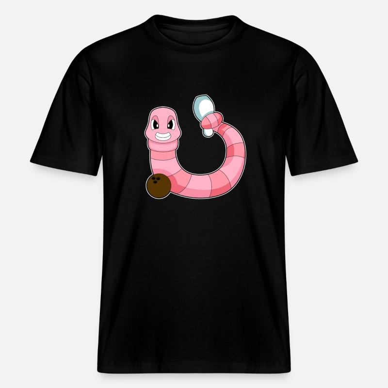 Worm Bowling Bowlingkule-käle - Unisex ekologisk T-shirt med avslappnad passform - svart