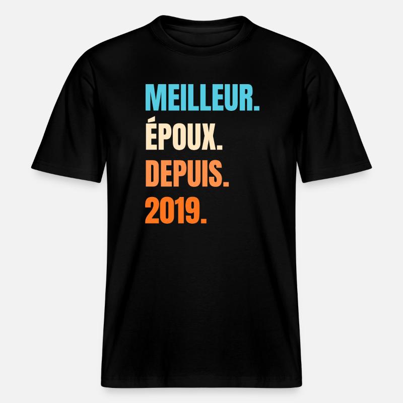 Bester Ehemann seit 2019 Geschenk-Ehemann -  RELAXED FIT Unisex Organic T-Shirt - Schwarz