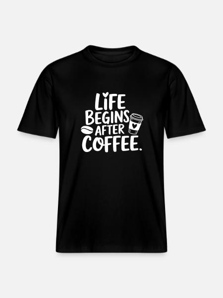 Life Begins After Coffee - RELAXED FIT Unisex Organic T-Shirt - black