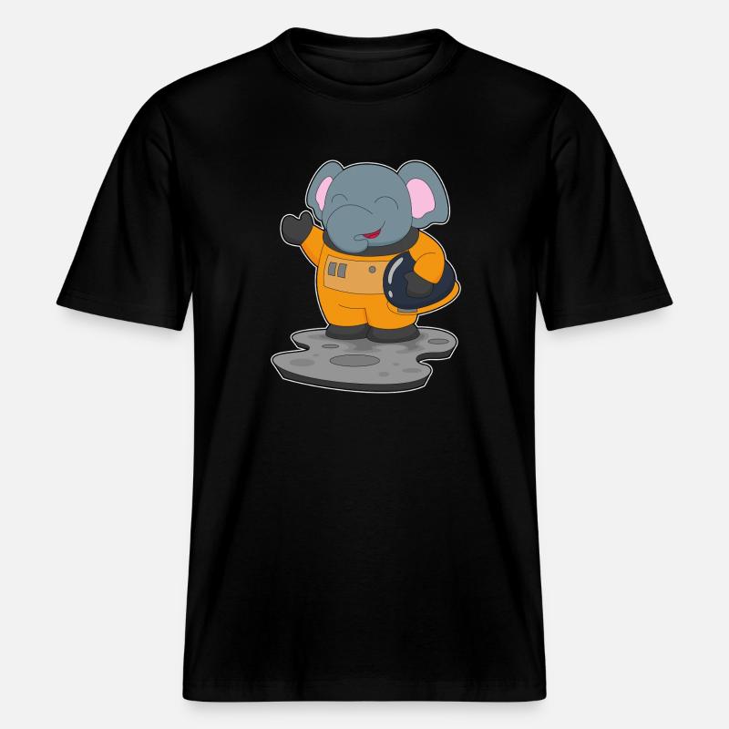 Astronaute éléphant spatial -  T-shirt unisexe RELAXED FIT en coton bio - noir