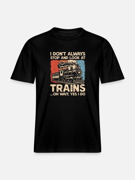 Dampflokomotiv-Eisenbahn-Zugbeobachtung -  RELAXED FIT Unisex Organic T-Shirt - Schwarz