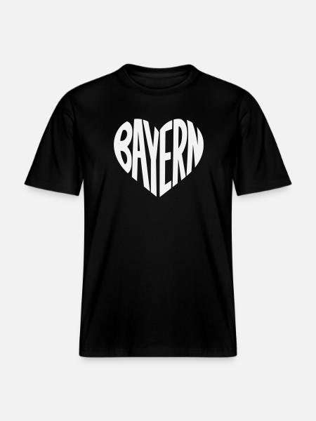 Bavaria Heart Typography - RELAXED FIT Unisex Organic T-Shirt - black