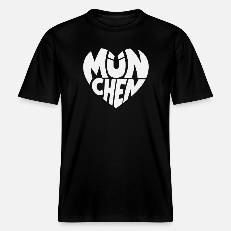 München Herzlogo Typografie - RELAXED FIT Unisex Organic T-Shirt - Schwarz
