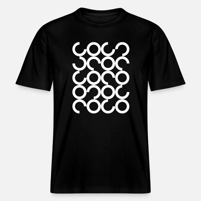 Interlocking Circle Chain Pattern - RELAXED FIT Unisex Organic T-Shirt - black