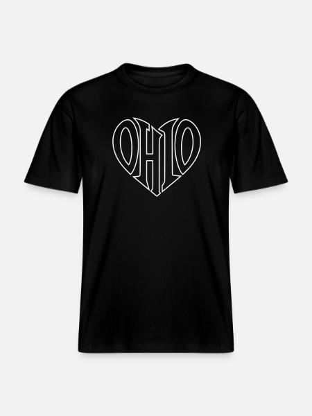 Ohio Heart Typo Emblem -  RELAXED FIT Unisex Organic T-Shirt - black