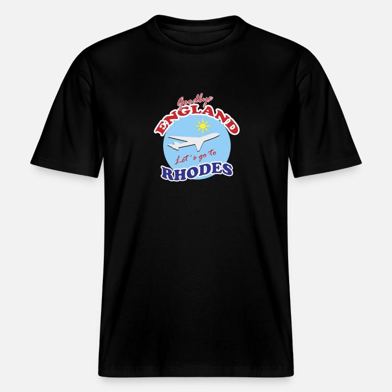 Adieu l’Angleterre. Allons à Rhodes. -  T-shirt unisexe RELAXED FIT en coton bio - noir