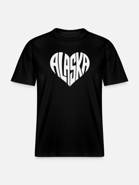 Alaska, USA Heart lettering angular -  RELAXED FIT Unisex Organic T-Shirt - black