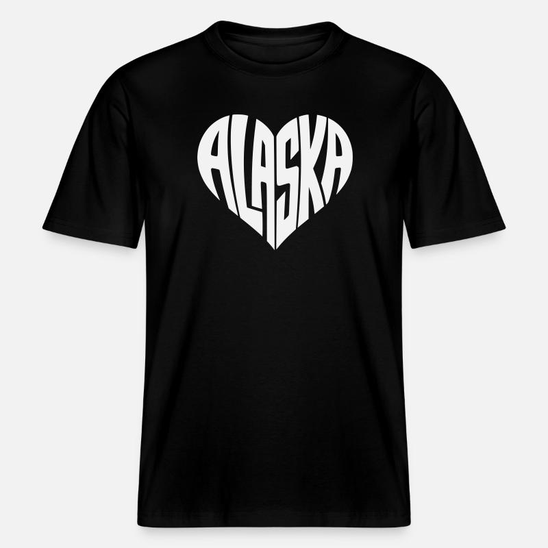 Alaska, USA Heart lettering angular -  RELAXED FIT Unisex Organic T-Shirt - black