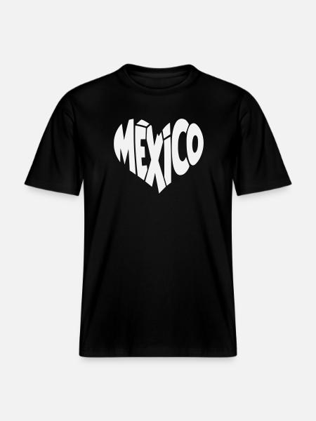 Mexico Lettering Heart - RELAXED FIT Unisex Organic T-Shirt - black