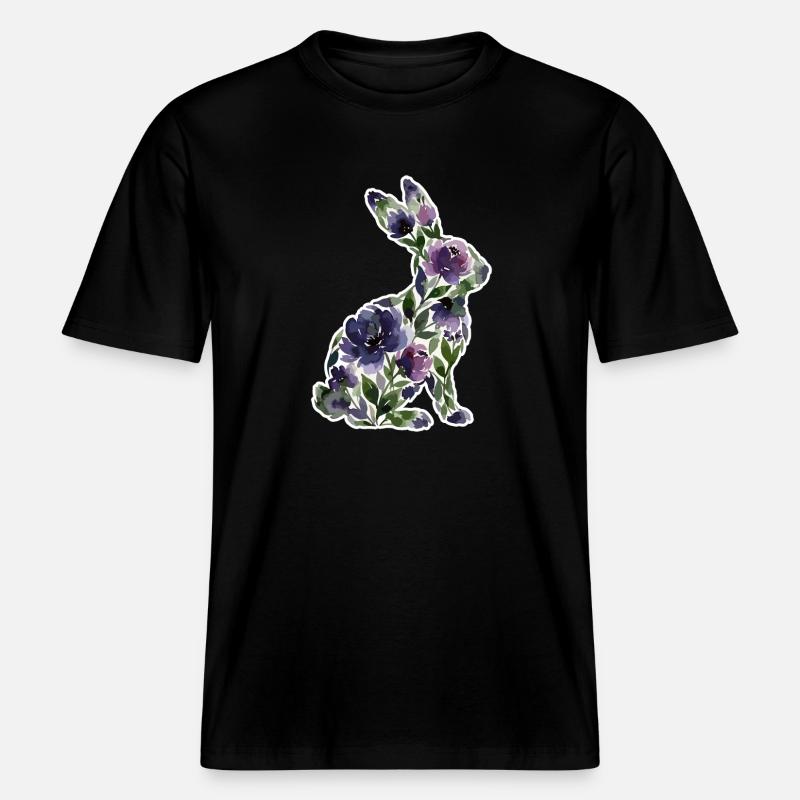 Fleurs en forme de lapin - T-shirt unisexe RELAXED FIT en coton bio - noir