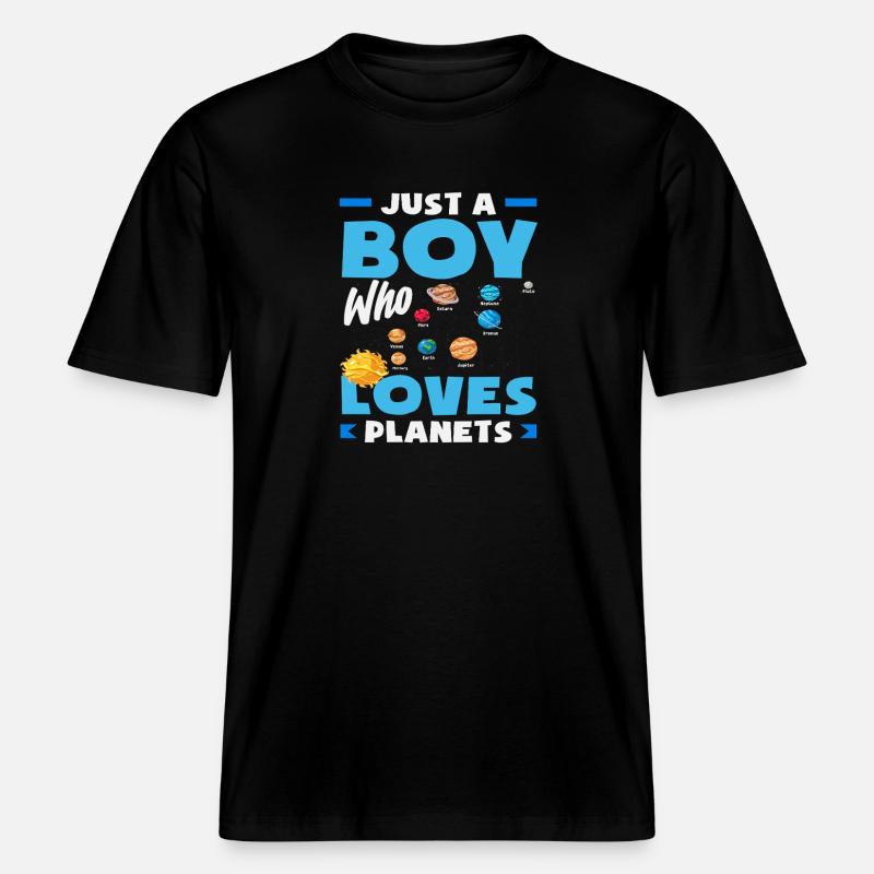 Un seul garçon qui aime les planètes L’espace -  T-shirt unisexe RELAXED FIT en coton bio - noir