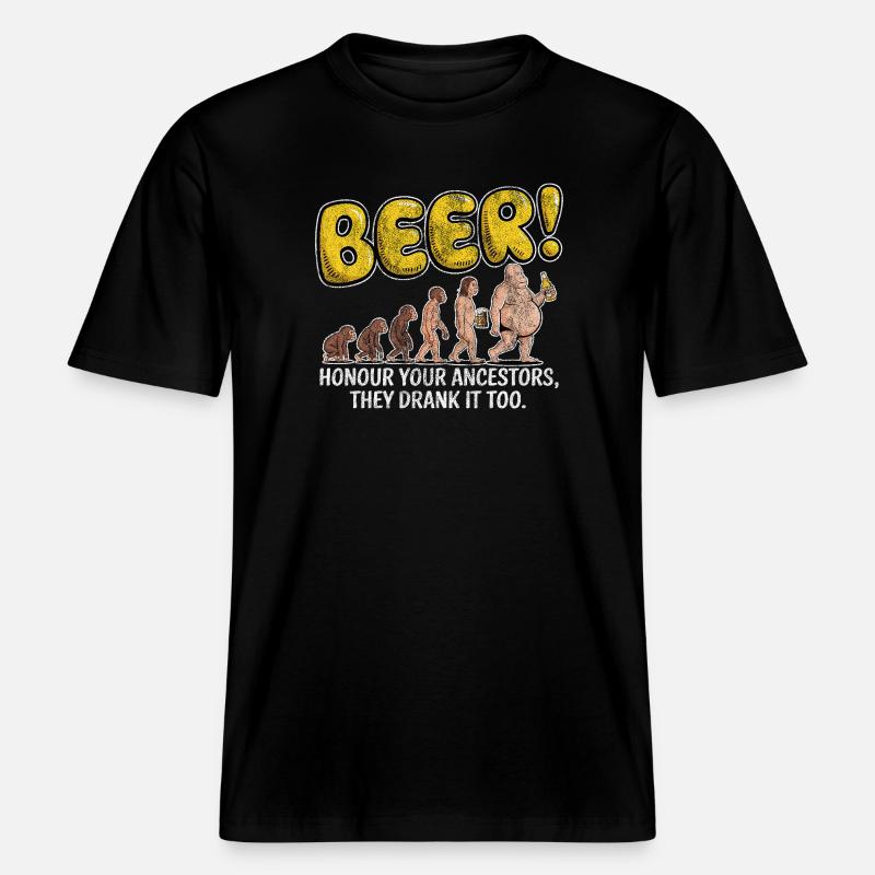 Evolution Beer Lustiges Witziges Bier -  RELAXED FIT Unisex Organic T-Shirt - Schwarz