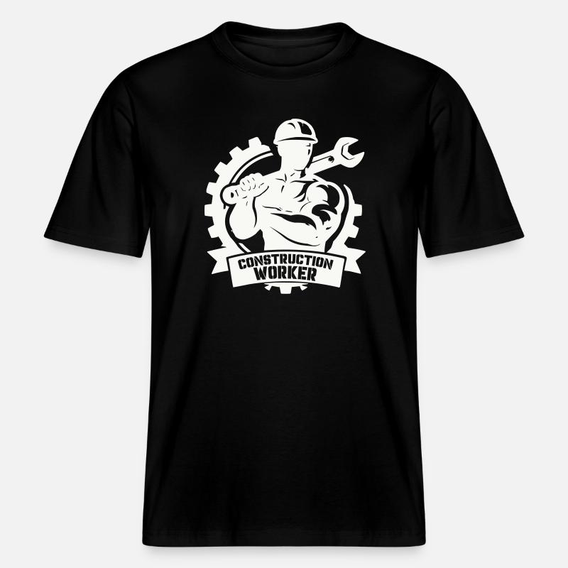 Starker Bauarbeiter mit Zahnrädern - RELAXED FIT Unisex Organic T-Shirt - Schwarz