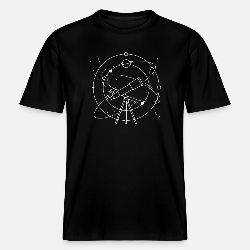Telescope Solar System Planets Constellation - RELAXED FIT Unisex Organic T-Shirt - black