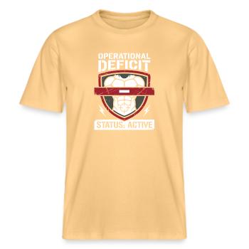 Saison de taille avec déficit calorique réduit -  T-shirt unisexe RELAXED FIT en coton bio - jaune délavé - Devant - Alina (178cm) & Michal (187cm)