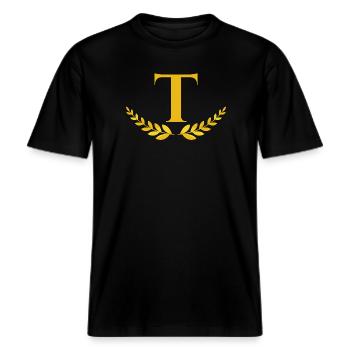 T -  RELAXED FIT Unisex Organic T-Shirt - Schwarz - Vorne - Alina (178cm) & Michal (187cm)
