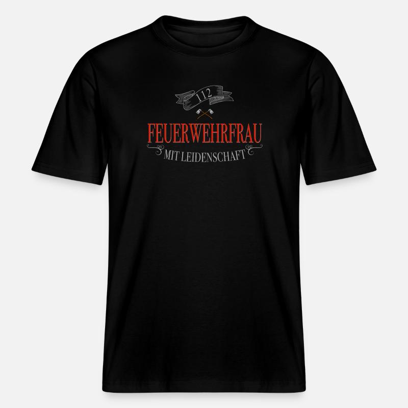 Feuerwehrfrau Mit Leidenschaft - RELAXED FIT Unisex Organic T-Shirt - Schwarz