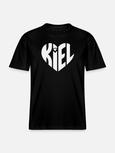 Kiel Heart Typography - RELAXED FIT Unisex Organic T-Shirt - black
