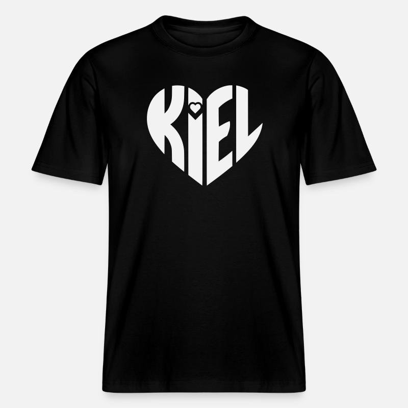 Kiel Herz Typografie -  RELAXED FIT Unisex Organic T-Shirt - Schwarz
