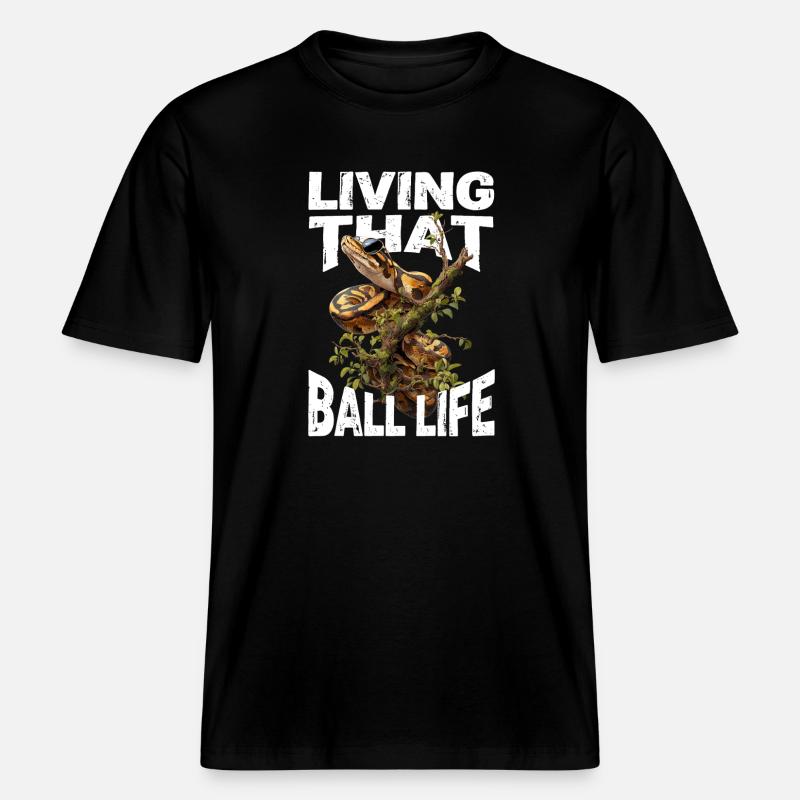 Königspython Schlangen Liebhaber Terrarium Python -  RELAXED FIT Unisex Organic T-Shirt - Schwarz