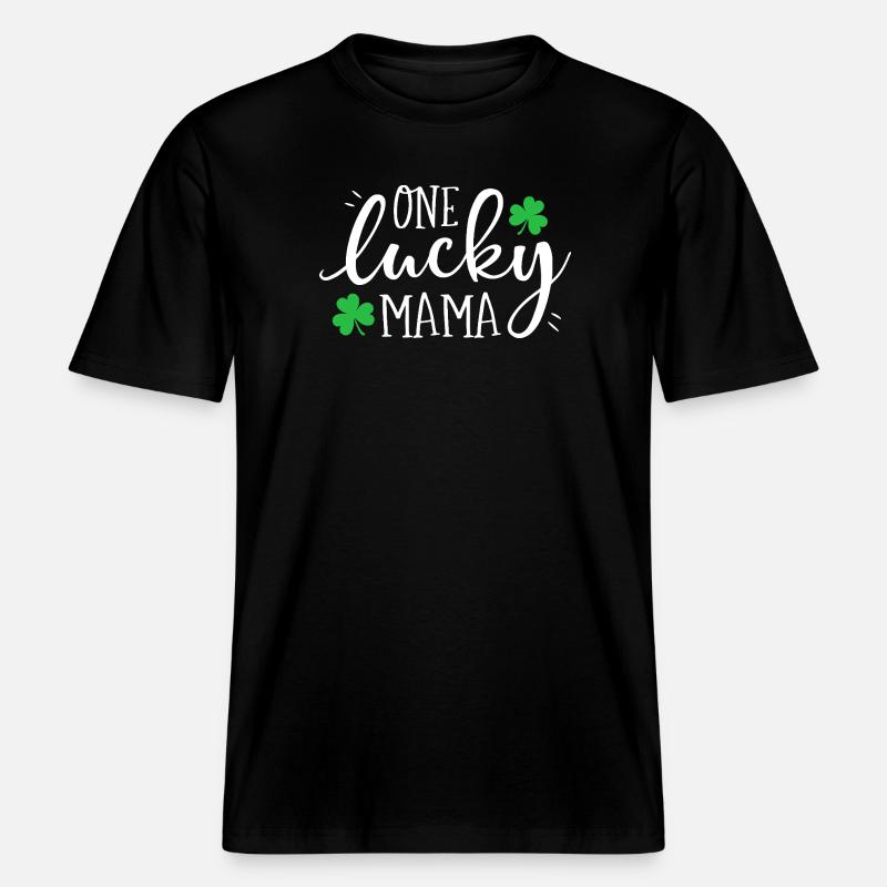 Ein Lucky Mama Clover Tee - RELAXED FIT Unisex Organic T-Shirt - Schwarz