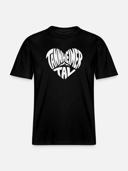 Tannheimer Tal Heart Shape Mountain Logo -  RELAXED FIT Unisex Organic T-Shirt - black