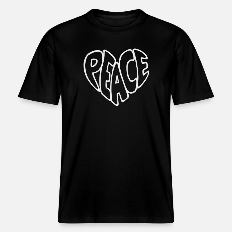 Peace Bubble Schrift Grafik -  RELAXED FIT Unisex Organic T-Shirt - Schwarz