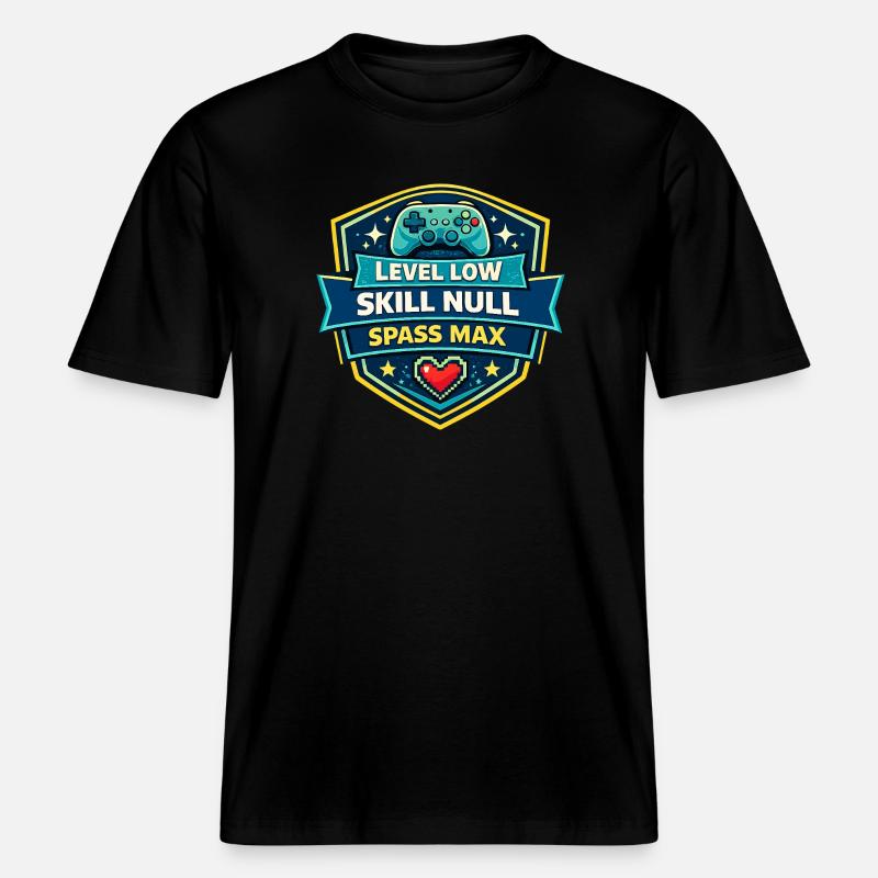 Level Low Skill Null Spass Max -  RELAXED FIT Unisex Organic T-Shirt - Schwarz