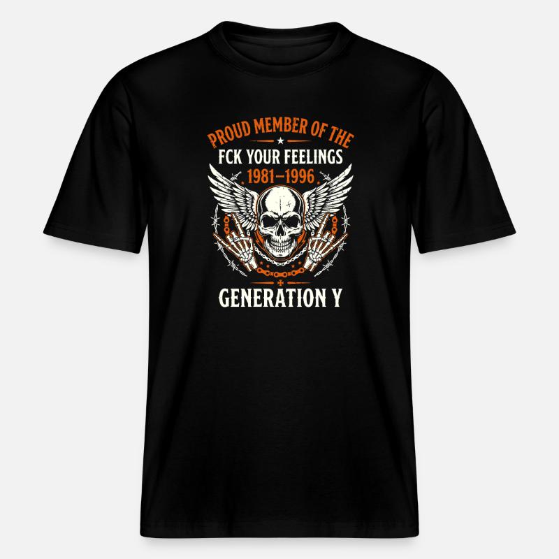 Ailes de crâne de la génération Y 1981-1996 -  T-shirt unisexe RELAXED FIT en coton bio - noir