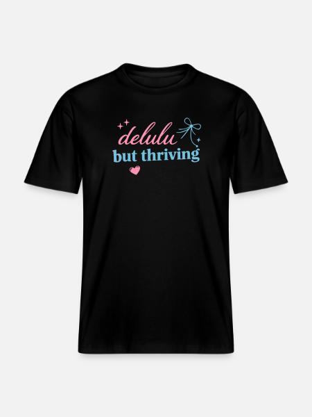 Delhu Thriving Script Logo - RELAXED FIT Unisex Organic T-Shirt - Schwarz
