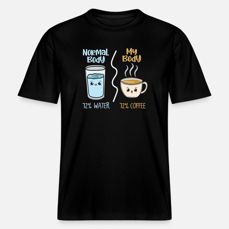Kaffee vs Wasser 72% -  RELAXED FIT Unisex Organic T-Shirt - Schwarz