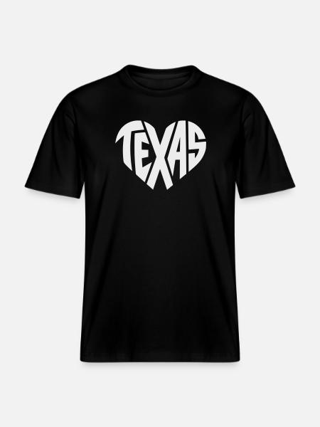 Texas Heart Typography -  RELAXED FIT Unisex Organic T-Shirt - black