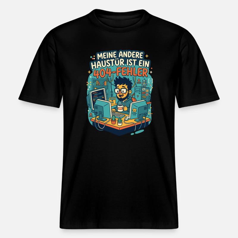 Programmierer 404 Fehler Humor -  RELAXED FIT Unisex Organic T-Shirt - Schwarz