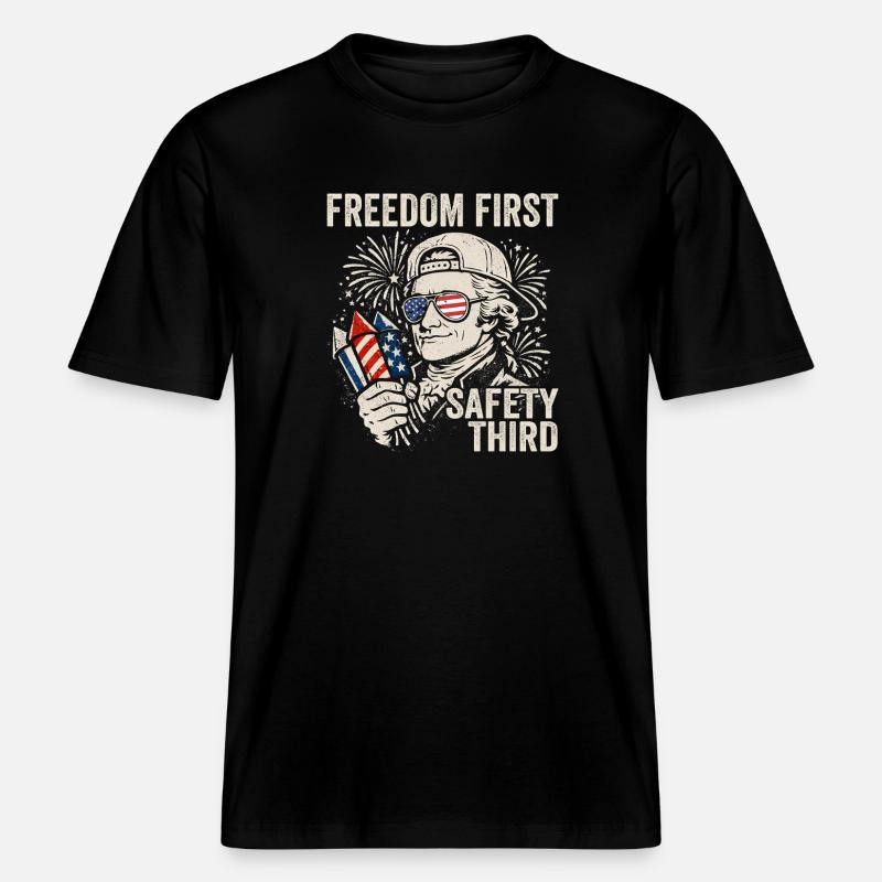 Freedom First, Security Third, Ham -  RELAXED FIT Unisex Organic T-Shirt - black